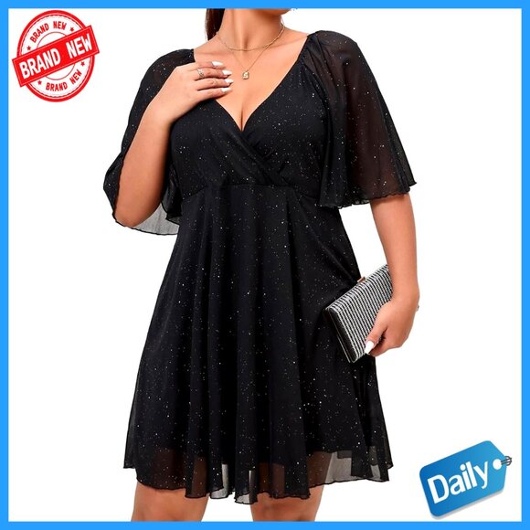 slim fit dress slacks 2024 Pink Panache Glitter Tiered Skater Dress – Sassymyprom main image 0
